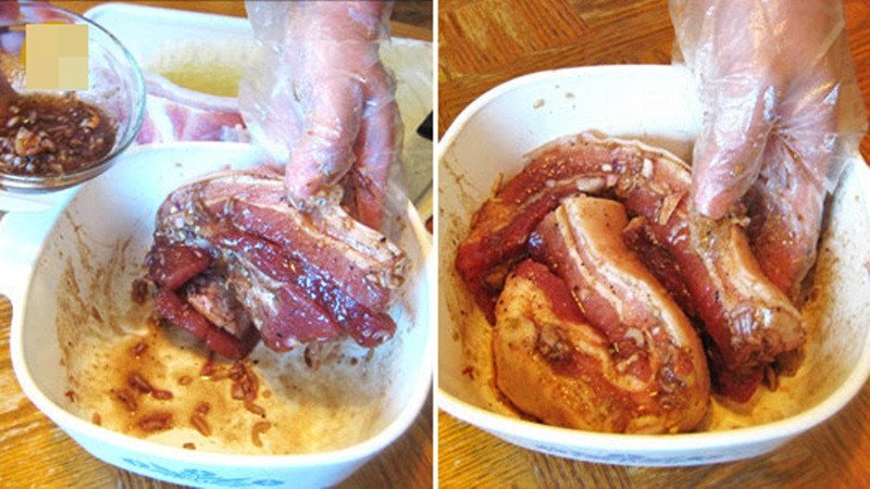 Ướp thịt với gia vị ngũ vị hương chuẩn bị cho món thịt rán