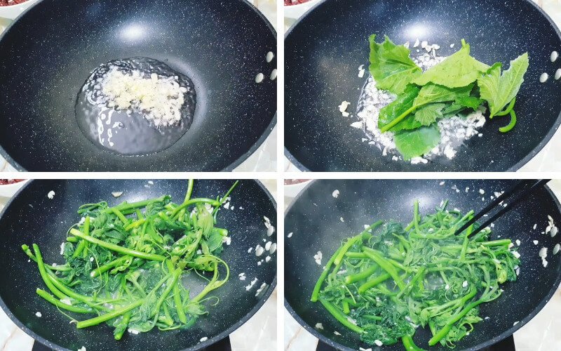 Xào rau bí tỏi thơm lừng