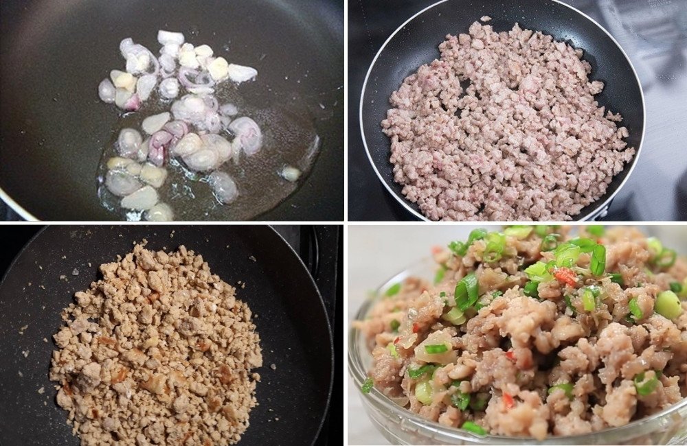 Xào thịt băm đến khi cháy cạnh vàng ươm, thơm lừng