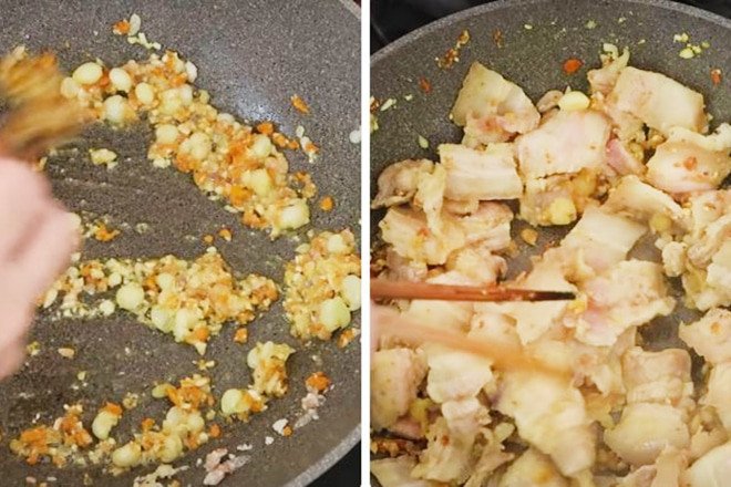 xào thịt heo làm mì quảng