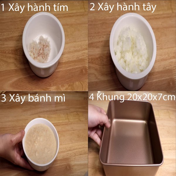 Xay nhuyễn các nguyên liệu phụ cho món pate bánh mì