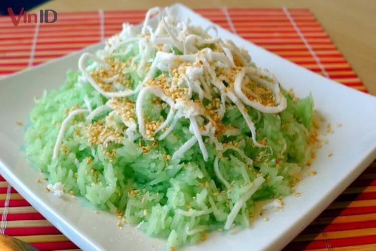 Xôi lá nếp nước cốt dừa thành phẩm