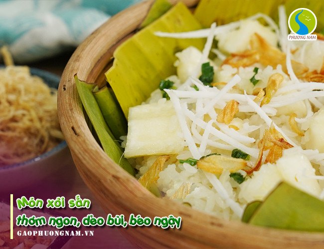 Xôi sắn dẻo thơm, nóng hổi, là bữa sáng dinh dưỡng
