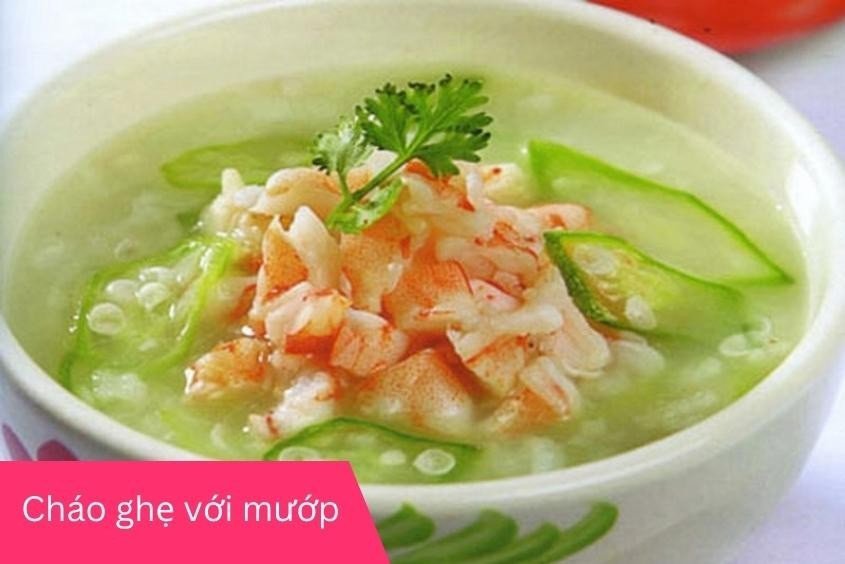Cháo ghẹ mướp hương thanh nhiệt, giải khát cho bé