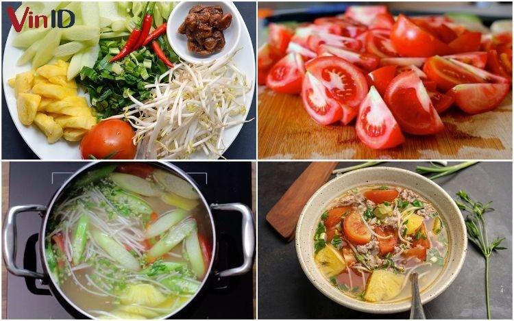 Chuẩn bị các bước nấu canh chua thịt băm