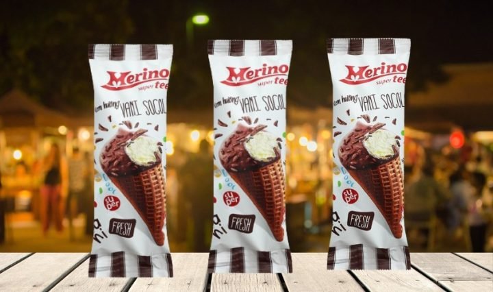 Kem ốc quế vani, socola Merino Super Teen 60g