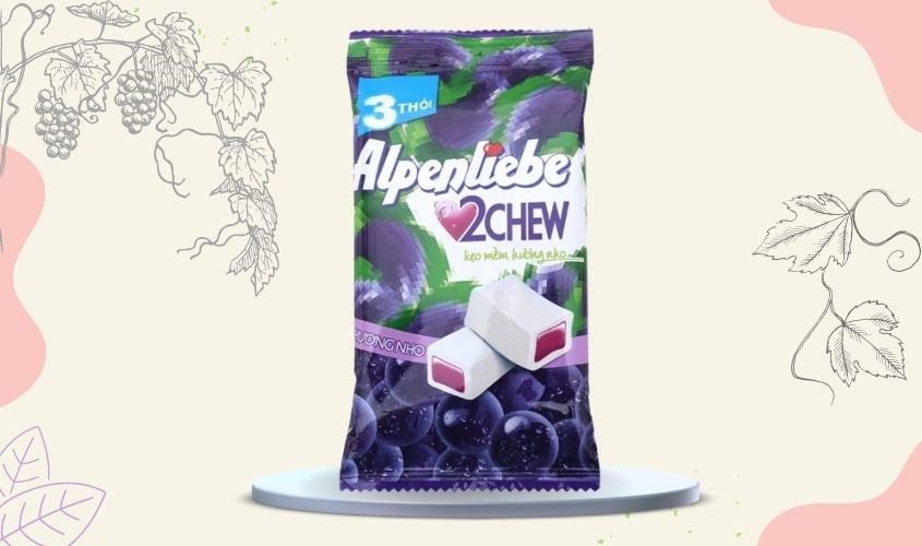 Kẹo dẻo Alpenliebe 2Chew vị nho tím hấp dẫn