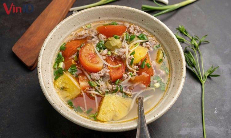 Món canh chua thịt băm đậm đà hương vị