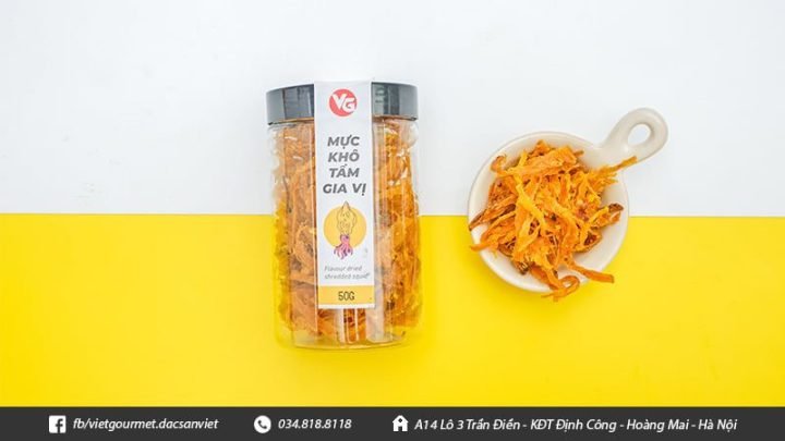 Mực tẩm gia vị khô giàu protein và calo