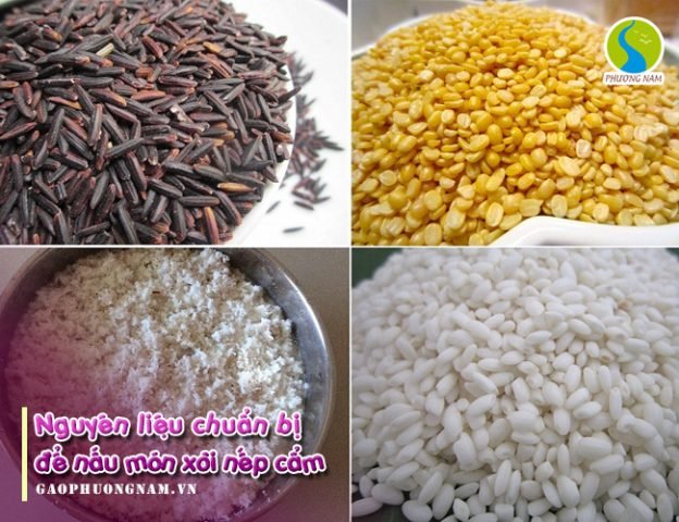 Nguyên liệu cần thiết để làm món xôi nếp cẩm chuẩn vị