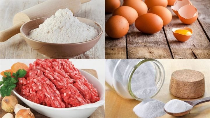 Nguyên liệu làm bánh bao từ bột mì đầy đủ cho vỏ và nhân