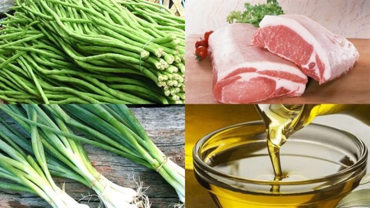 Nguyên liệu tươi ngon cho món cách xào đậu đũa với thịt heo