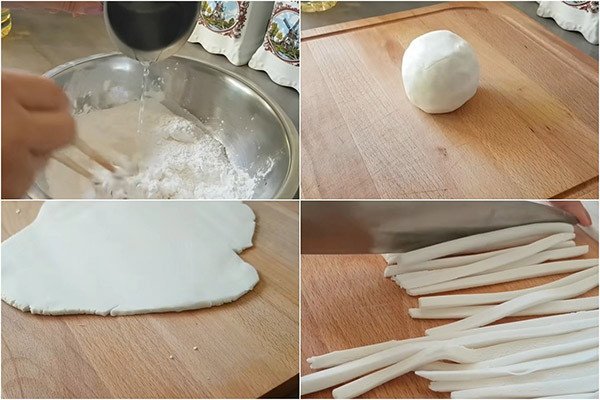 Nhào bột làm sợi bánh canh cá lóc tại nhà