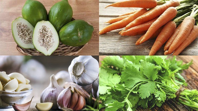 Sơ chế đu đủ xanh và cà rốt