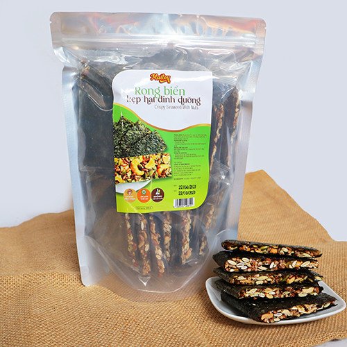 Thông tin dinh dưỡng trên gói bánh rong biển kẹp hạt