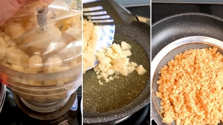 Tỏi đã bóc vỏ và xay nhuyễn, chuẩn bị cho món ớt rim ăn bánh tráng thơm lừng