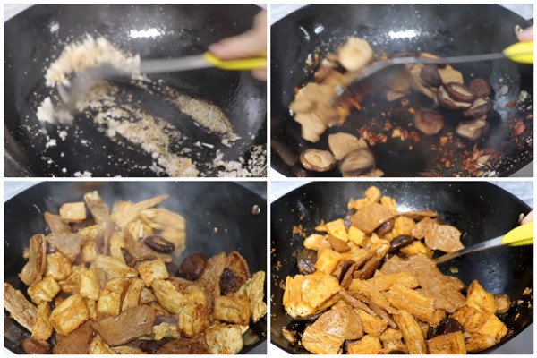 Topping chay được xào thơm lừng cho món bún chay