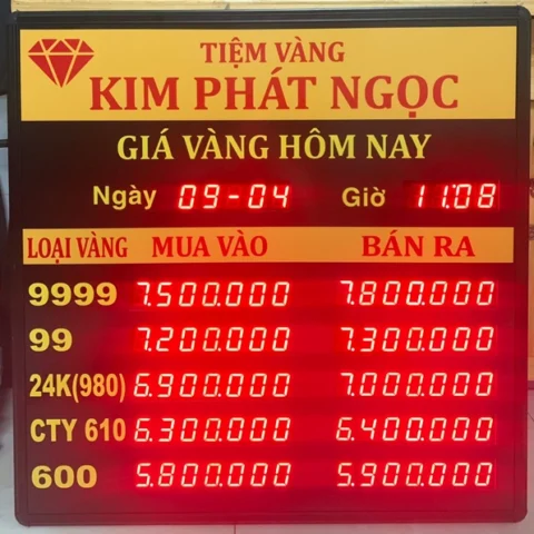 Bảng giá vàng tại tiệm vàng Kim Phát Ngọc 1