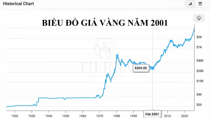 Biểu đồ giá vàng năm 2001