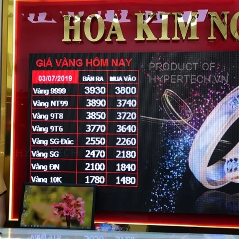 Giá vàng 9999 Hoa Kim Nguyên Đà Nẵng hôm nay: Cập nhật 2026 Màn hình hiển thị giá vàng