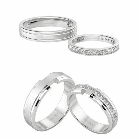 Nhẫn vàng trắng 18K sang trọng